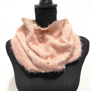 Betsey Johnson Pink‎ Pearl-Studded Scarf